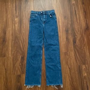 Zara The 90s Full Length Dark Blue Jeans